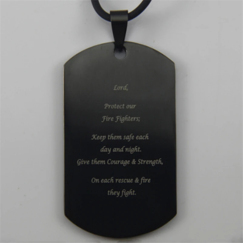 Free Shipping YGK JEWELRY Hot Saless Black Plating Color Firefighter Design Stainless Steel Dog Tag Pendant