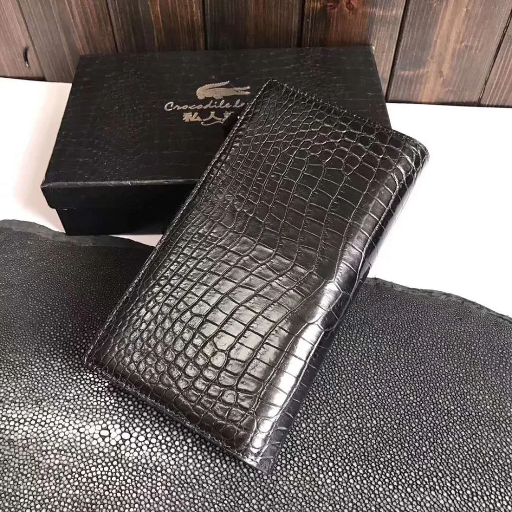 100% genuine crocodile leather belly skin wallet and purse excellent solid quality men business card credit card holder case