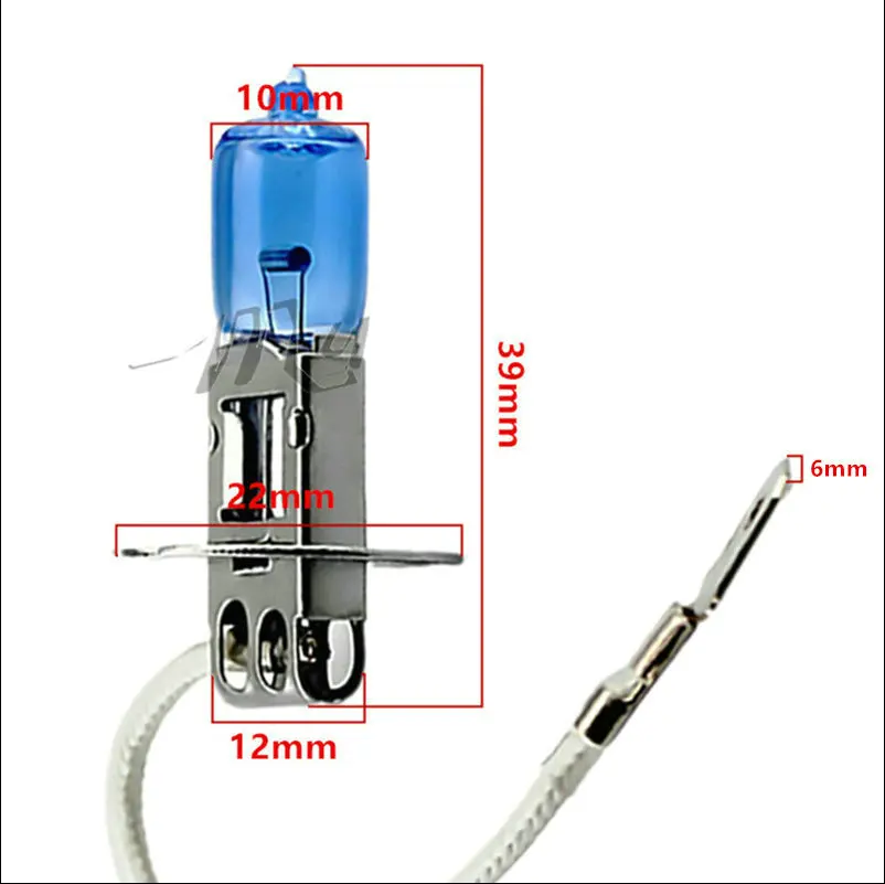 2pcs H3 100W 12V Halogen Bulb Super Xenon White Fog Lights High Power Car Headlight Lamp Car Light Source 6000K parking