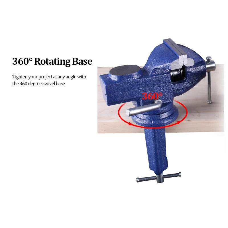 360 Degree Totatable Small Swivel Base Clamp-on Bench Vise for Woodworking Repair Work