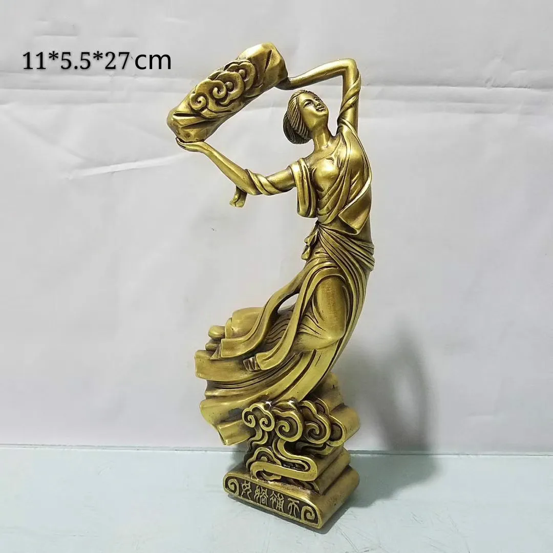 Pure Copper Chinese-style N-Wa Bronze Statue Fairy Goddess Feng Shui Decoration , Nv Wa Patching The Sky,  Feng Shui Bronze