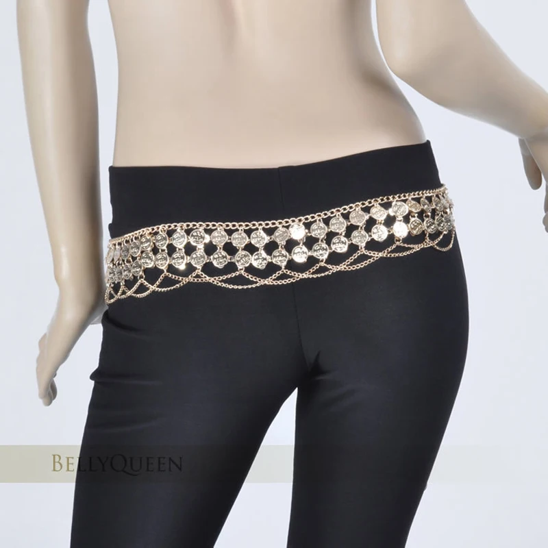 Belly Dance Costume Coins Tribal Hip Scarf Belt Gold/silver 2 Colors