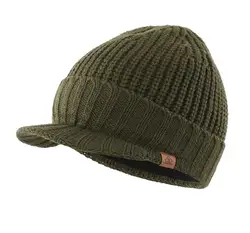 Connectyle Gorro de vendedor de periódicos para hombre, gorro suave y cálido de invierno, gorro de ala de punto grueso, gorro diario con visera