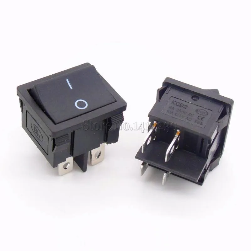 KCD5 21x24mm 21*24mm Black Rocker Switches 4 Pin Unilateral Reset Switch 6A/12A 250VAC