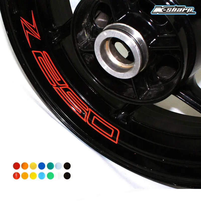 

8 X Custom Inner Rim Declas Wheel Reflective sign Stickers Stripes ForKAWASAKI Z 250