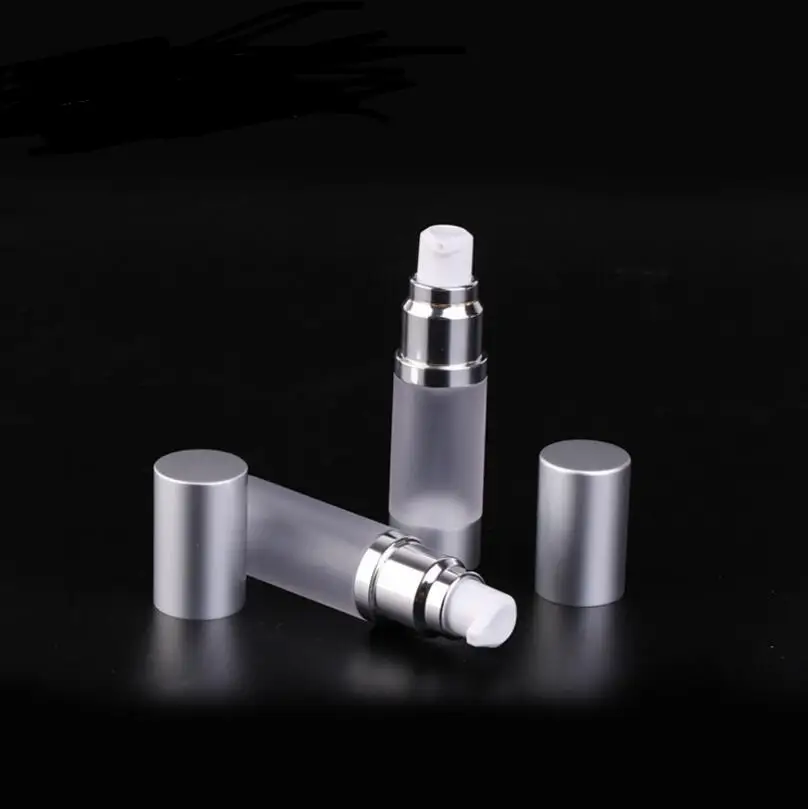 Brand New 100pcs/lot 30ml Clear Frosted Refillable Airless Lotion Pump Bottle With Silver Pump Aluminum Over Cap