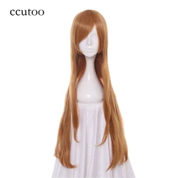 Ccutoo 소드 아트 온라인 유우키 아스나 80cm 골든 브라운 롱 스트레이트 브레이드 헤어 스타일 합성 파티 코스프레 가발