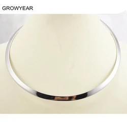 Simple Stainless Steel Cuff Circle Torques Necklace Women Collars Silver Color Fashion Dress Up Jewelry Bohemian Short Necklace