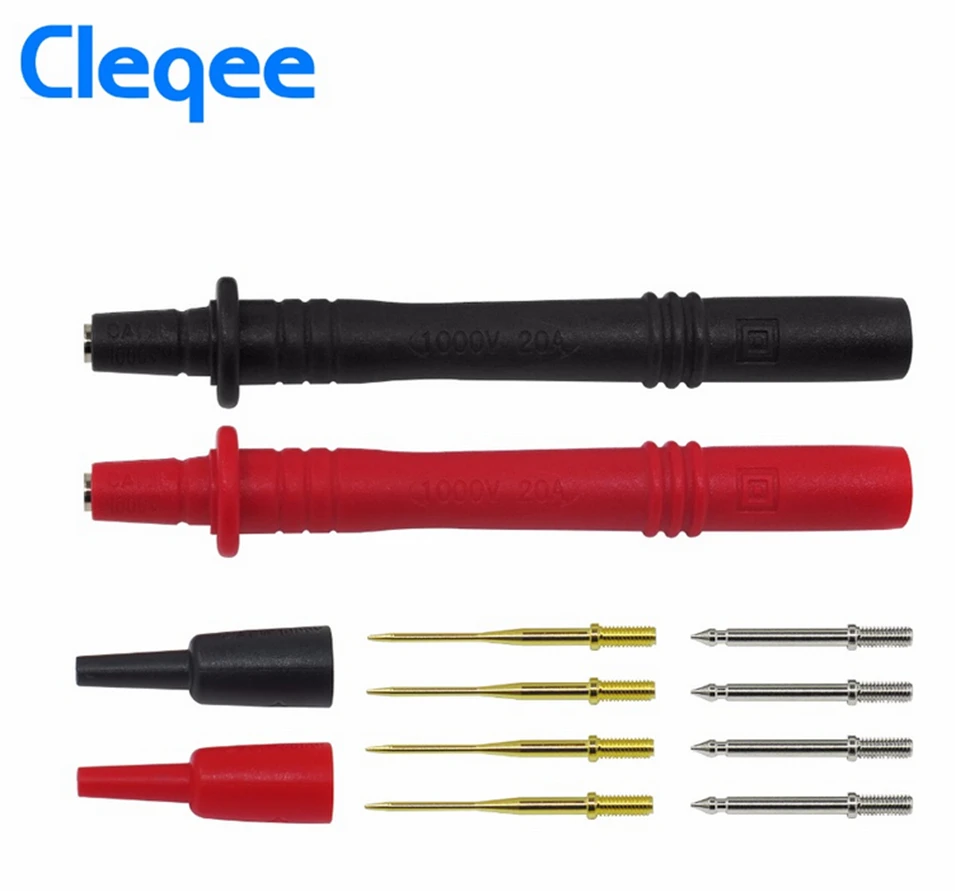 NEW Cleqee P1300A Probes for multimeter Replaceable gilded Multimeter probe Test Lead kits 4mm Banana Plug safety cap test probe