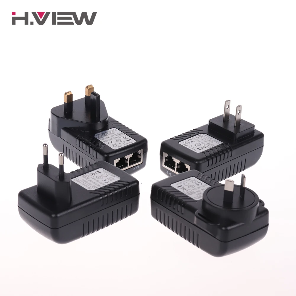 H.VIEW 48V 0.5A PoE Injector 24W PoE Adapter for IP Camera CCTV Plug CCTV Power Supply for Surveillance Camera