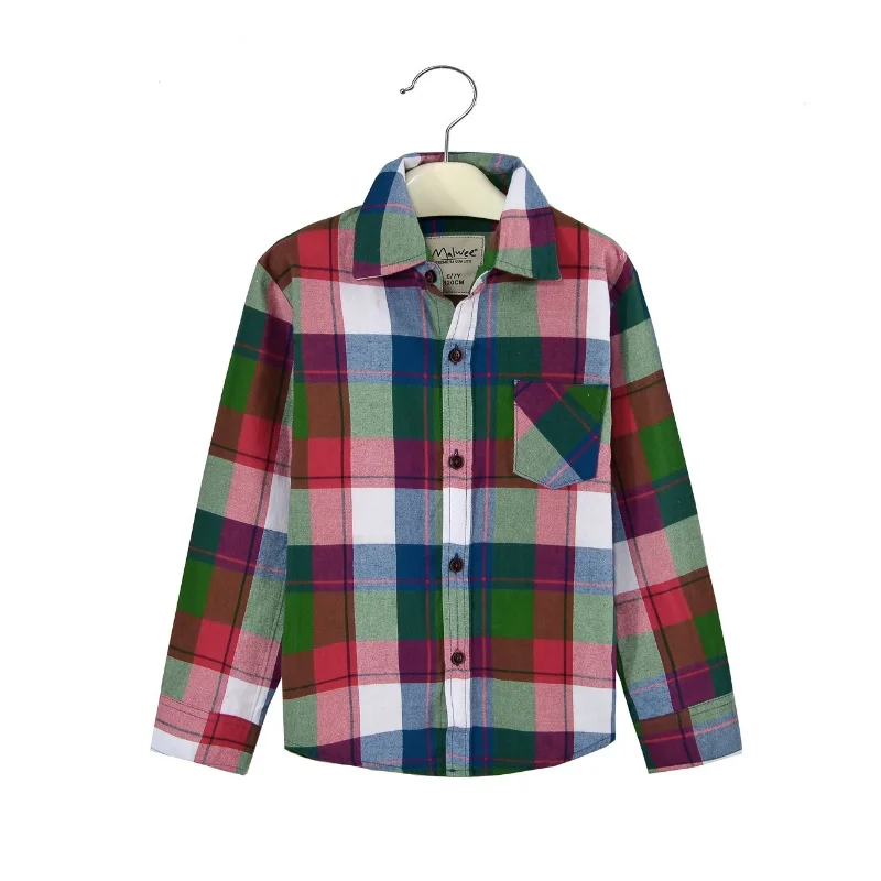 2019 Boys Shirt Grid Classic Children Shirts Cotton Plaid Long Sleeve Blouse Fashion Checked Tee Shirt Kid Boys Clothes Tops