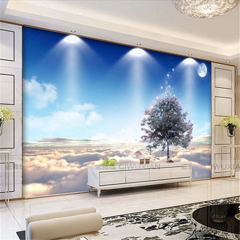 beibehang trees grass blue sky large mural wall paper sofa bedroom wall wallpaper sea papel de parede 3d custom Home Decoration