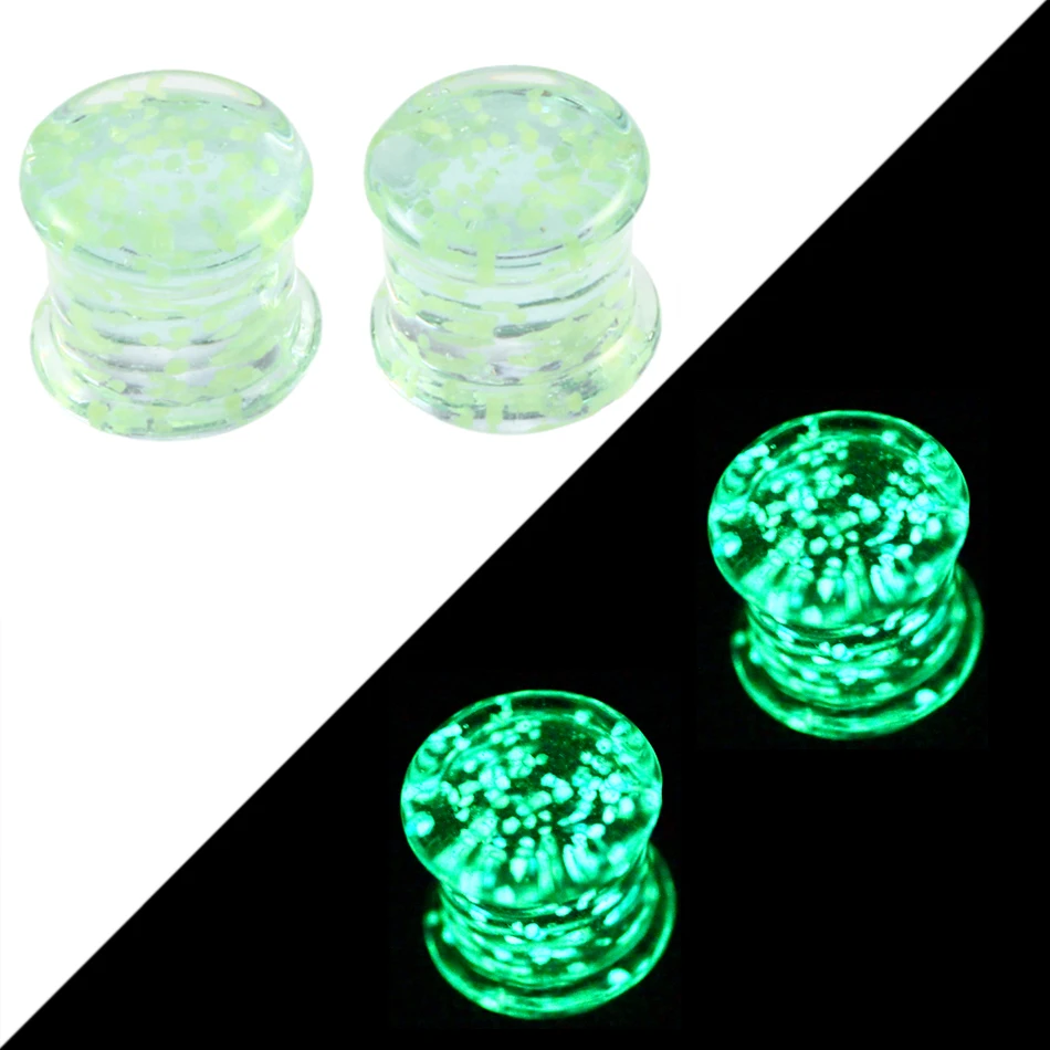 2Pcs Glow In The Dark Silicone Ear Plugs And Tunnels Piercing Expander Piercing Tunnel Ear Tunnels Stretchers Plug Ear Gauges