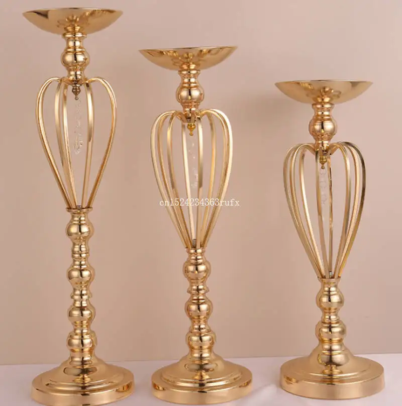 10pcs Metal Candle Holders Wedding Candelabra Candlestick Road Lead Table Centerpiece Stand Pillar Flowers Vases Wholesale