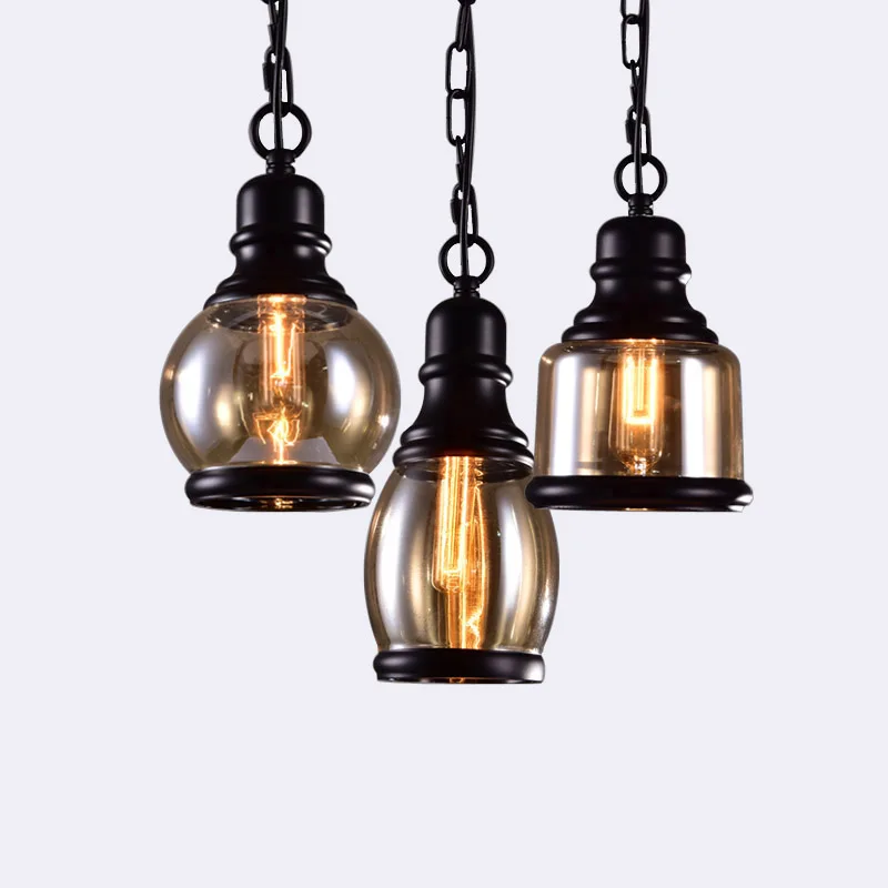 

Loft Industrial Chain Pendant Lights Vintage Edison Handlamp Dinning room Lamps Glass Shades led luminaria AC110-240V Indoor