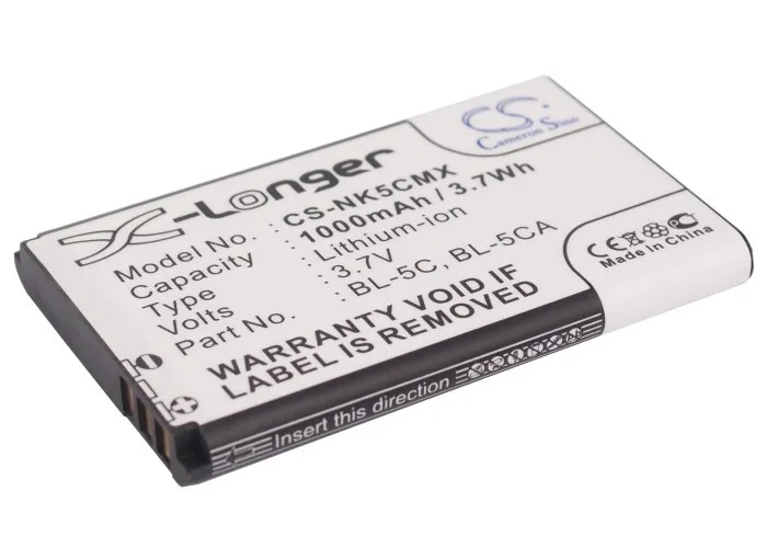 BL-5C Battery For NOKIA classic,2730 classic,3100,3105,3109 Classic,3110,3110 classic,3110 evolve,3120,3125,3600,3620,3650,3660