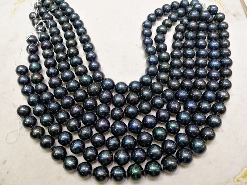 

loose beads freshwater pearl near round black big size 13-17mm 15" for DIY necklace wholesale