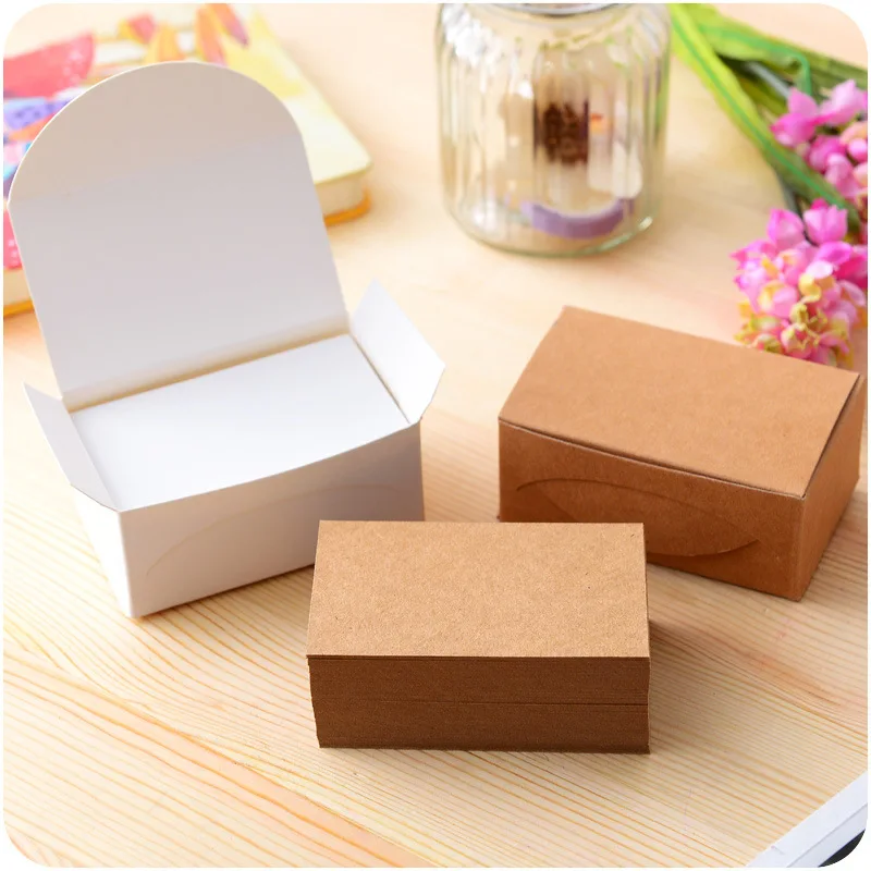 100 pcs/lot Kraft Memo Paper White Black Brown Mini Mote Message Card Guest Book Stationery Office School Supplies