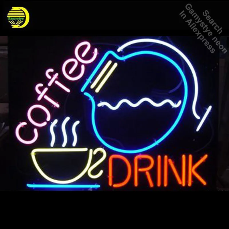 

NEON SIGN for Coffee Drink GLASS Tube Cup and Bottle Light Sign Store Display Handcraft Design Iconic Sign Pub Signs Arcade Sign