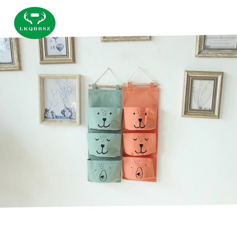 Wall Hanging Storage Bags Organizer Linen Closet Children Room Organizer Pouch for Toys Books Cosmetic Sundries Hanging bag