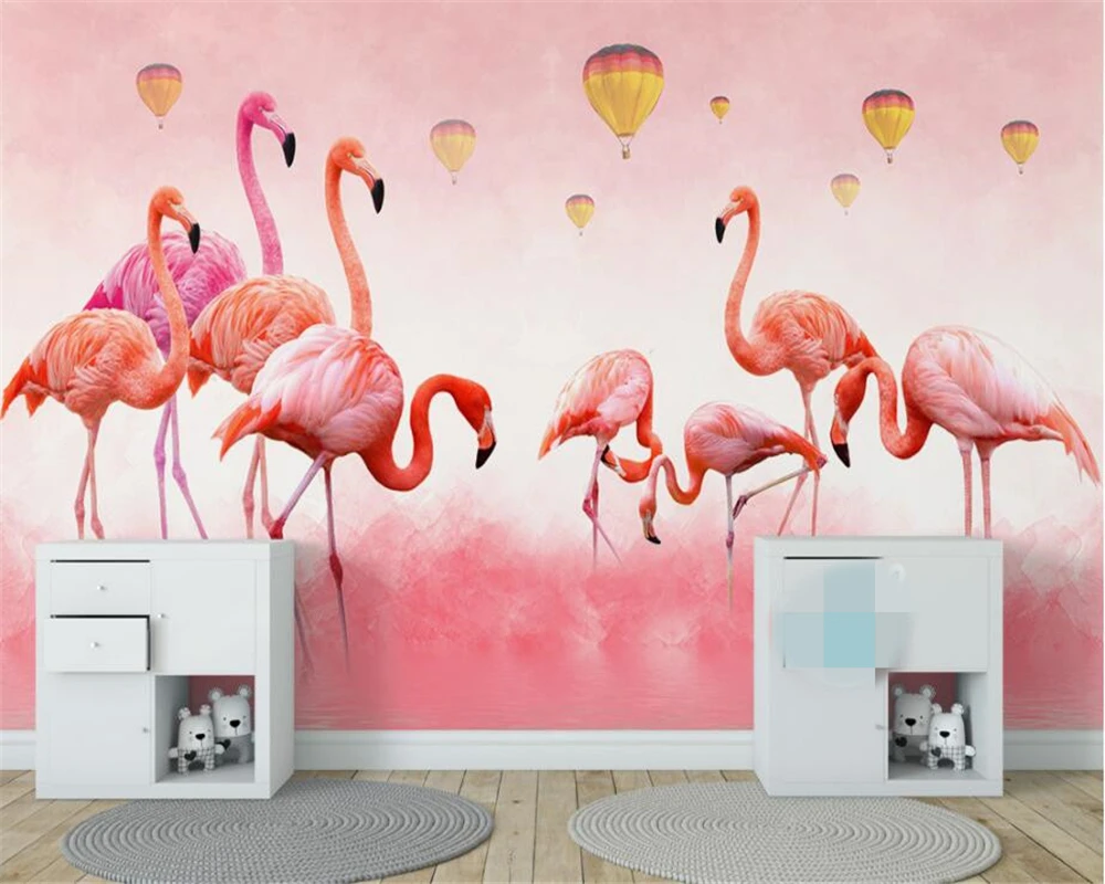 

Modern Hand Drawn Flamingo Feathers Photo Wallpaper Bedroom Living Room Wall Background wallpaper for walls 3 d beibehang