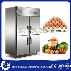 Thương mại Nhà Bếp Thiết Bị Thép Không Gỉ 4 Cửa Thẳng Đứng Tủ Đá