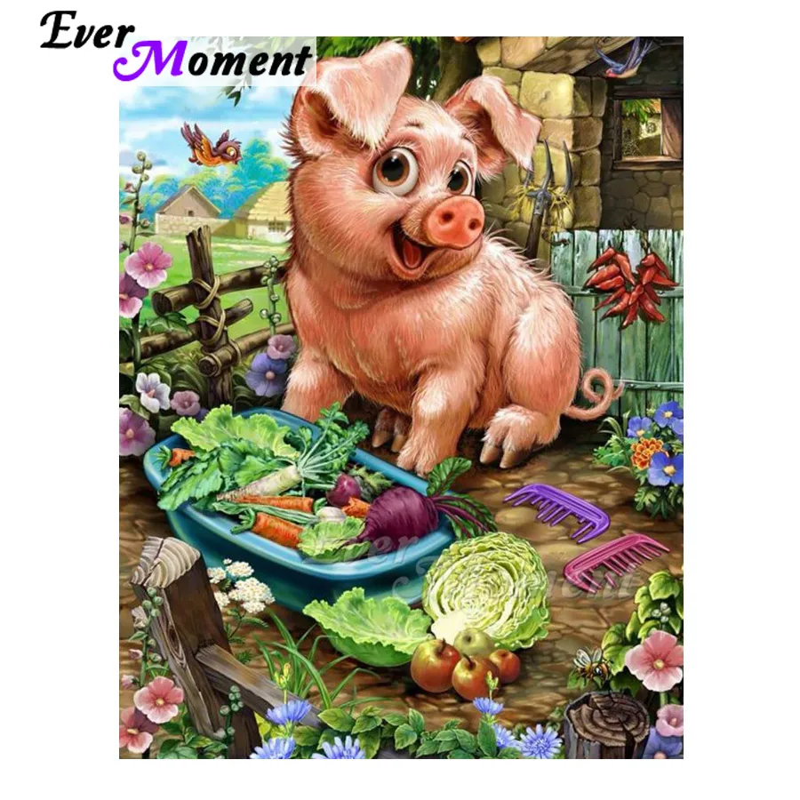 

Ever Moment Diamond Painting Handmade Pig Vegetable Hobby Picture Of Rhinestone 5D DIY Diamond Embroidery Artwork ASF1658