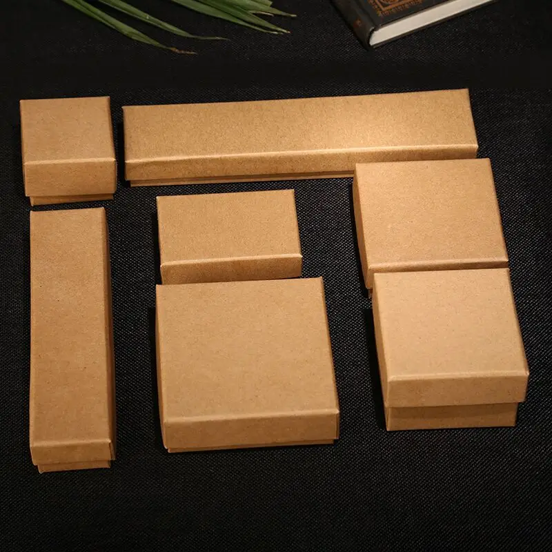 24Pcs/lot Kraft Paper Gift Packaging Box Handmade Ring Earring Pendant Soap Candy Christmas Gift Box 5x5cm Can Custom Your Logo