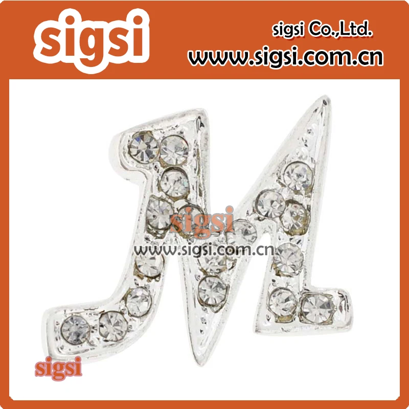 wholesale personality letter rhinestone brooch crystal letter M brooch jewelry