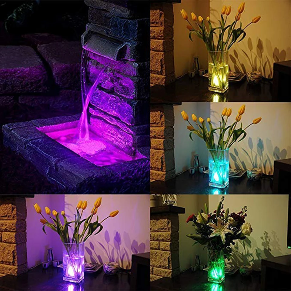IP65 Waterproof Submersible LED Underwater Light Battery Operated RGB Night Light For Fish Tank Swimming Pool Wedding Party Lamp