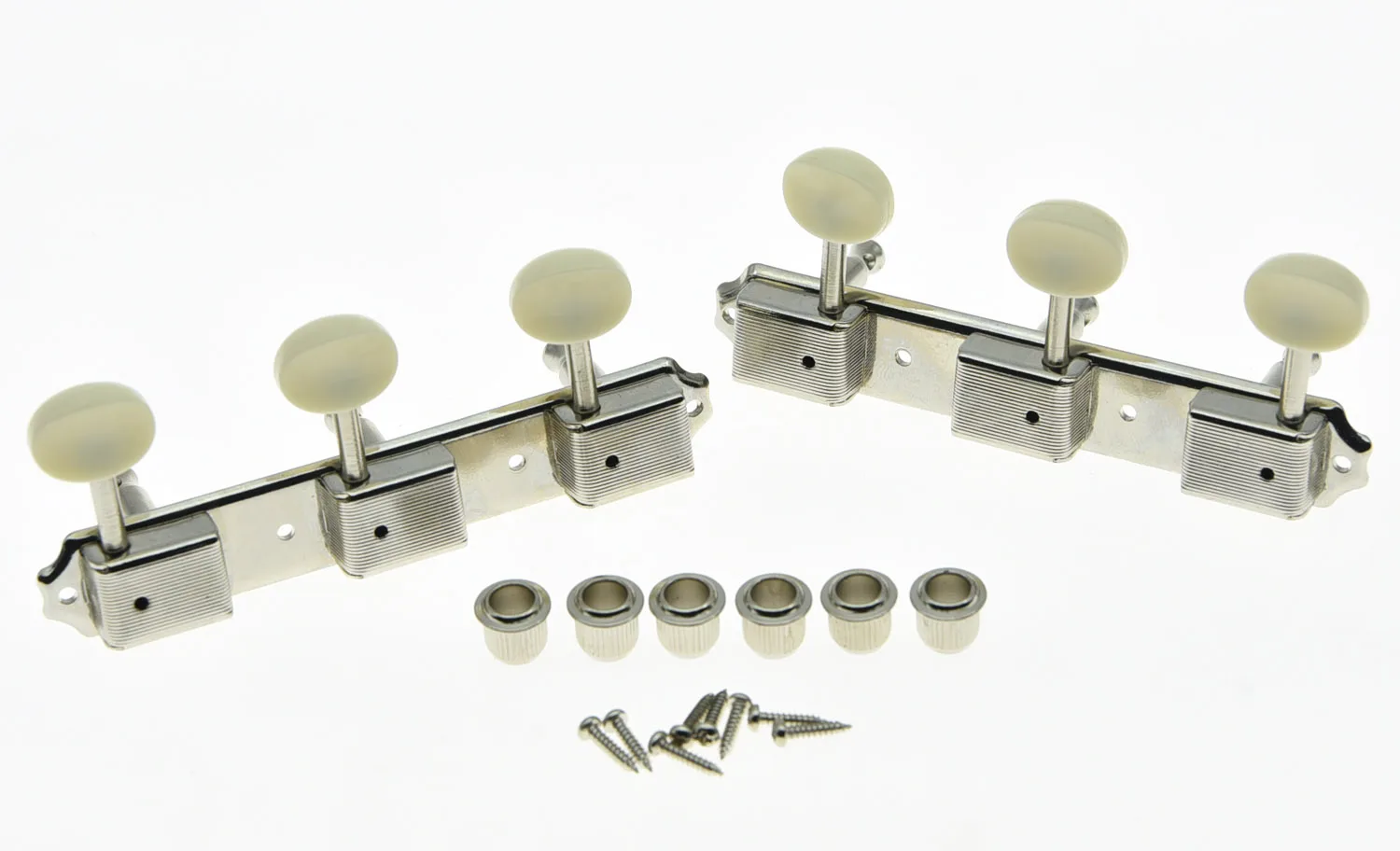 KAISH Nickel w/ Ivory Vintage 3 on a Plate 3x3 Guitar Tuning Keys Tuners for LP SG JR