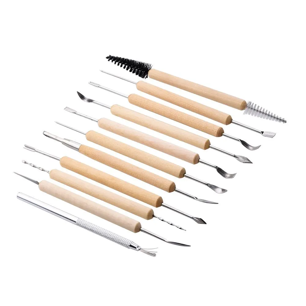 11 Pcs Wooden Handle DIY Sculpting knife Clay Pottery Carving Tool Set For Modeling Tools & Wooden Sculpture Knife