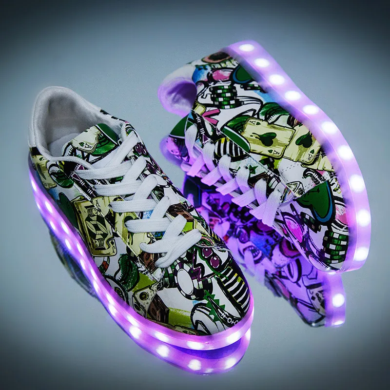 27-44 Led Hausschuhe USB beleuchtet krasovki leucht sneaker glühenden kinder led schuh kinder mit licht Sohle mädchen & junge led sneaker