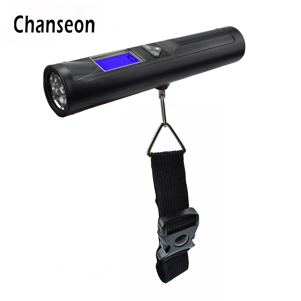 Chanseon 50kg x 10g LCD Digital Travel Weight Electronic Fishing Luggage Scale Precision Weighing Hanging Scale with Flash Light