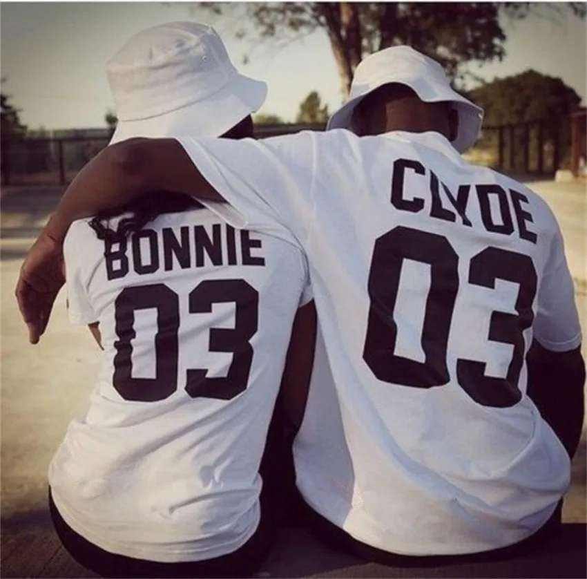 Valentine Shirts Women/Men Bonnie Bonnie 03 CLYDE 03 couples leisure cotton short sleeve T-shirt euro size O neck t-shirts 2018