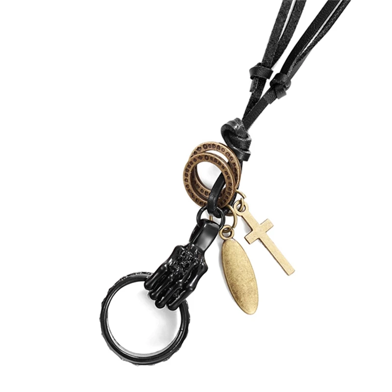 2023 Brand Necklace Fashion Men Necklace Women Lucky Index Pendant Necklace Adjustable Leather Necklace Jewelry Homens Colar