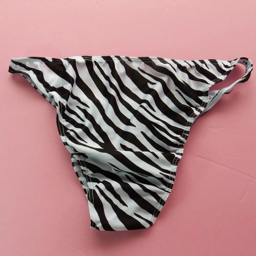 Mens String Bikini Stripe nylon Spandex G3774 Narrow Waist wimsuit Fabric Zebra prints black white