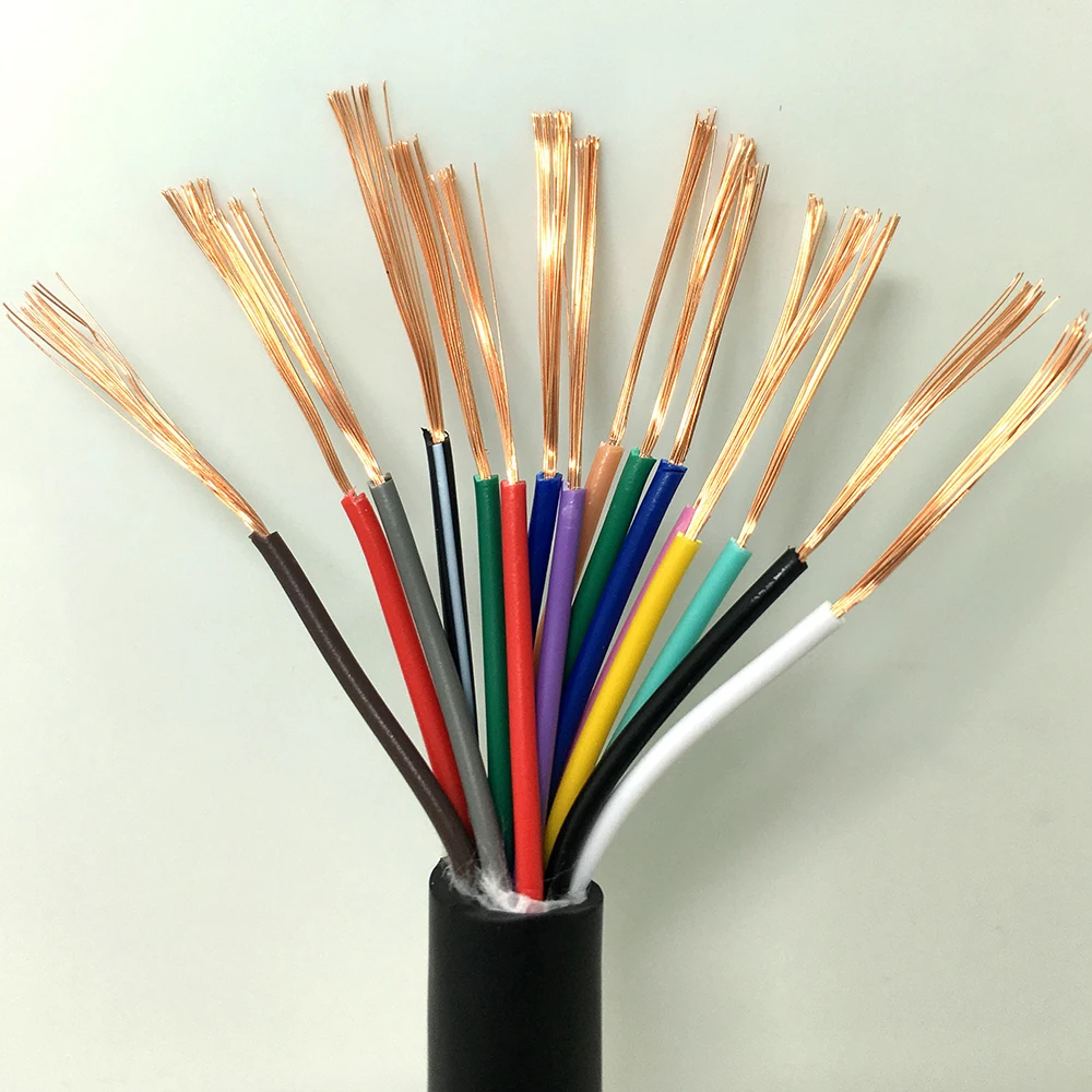 Pure Copper Control Cable RVV24 Core 0.12mm2 0.3mm2 Square Control Signal Line High Purity Oxygen Free Copper 2M Multicore Wire