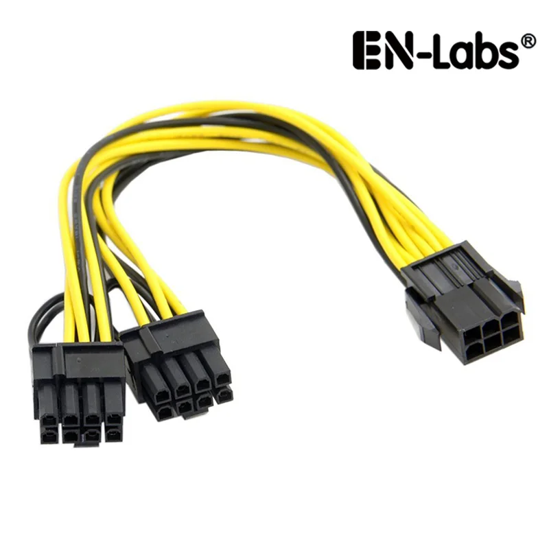 EN-Labs Molex 6-pin PCI Express to 2 x PCIe 8 (6+2) pin Motherboard Graphics Video Card PCI-e GPU VGA Splitter Hub Power Cable