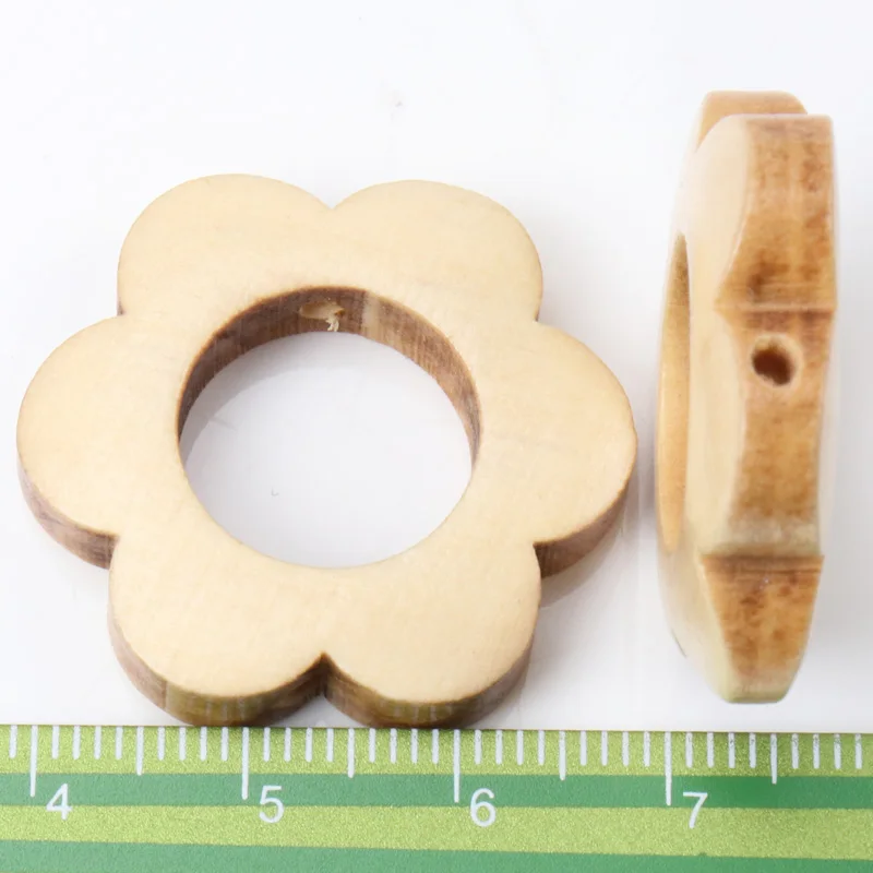 10pcs Natural Flower Garland Pattern Wooden Spacer Beads For Jewelry making DIY 26mm MT1499X