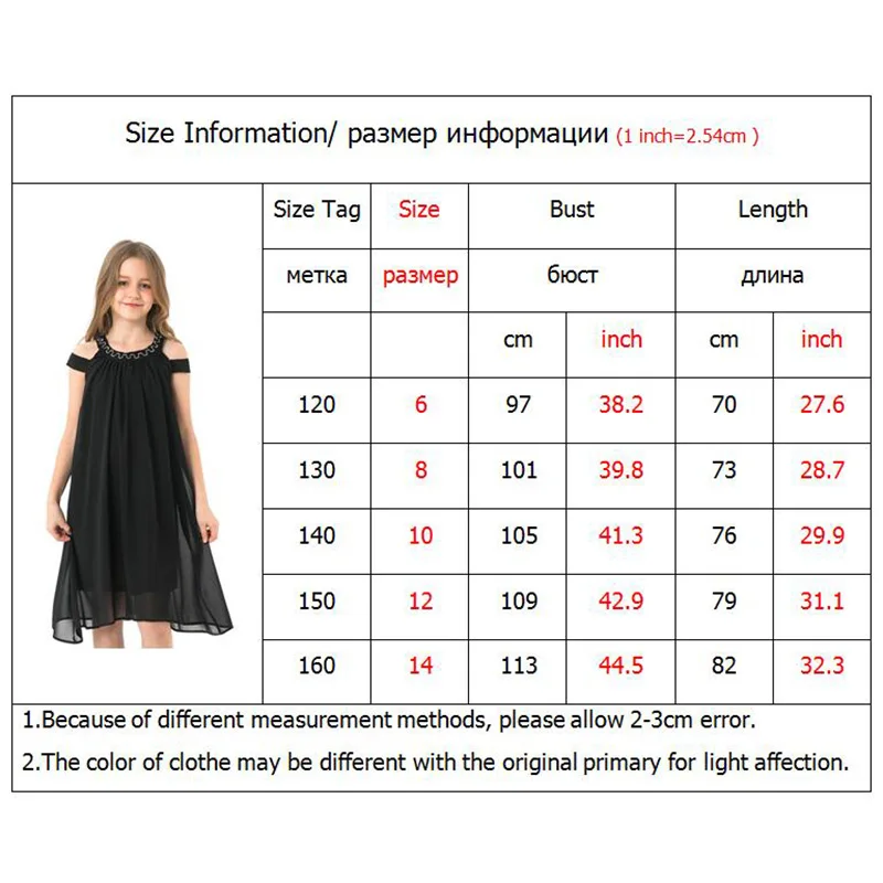 Toddler Girl Dresses Summer Black Chiffon Slip Dress Children Beach Wear Casual Girls Party Dress Kids Clothes 8 10 12 14 Years