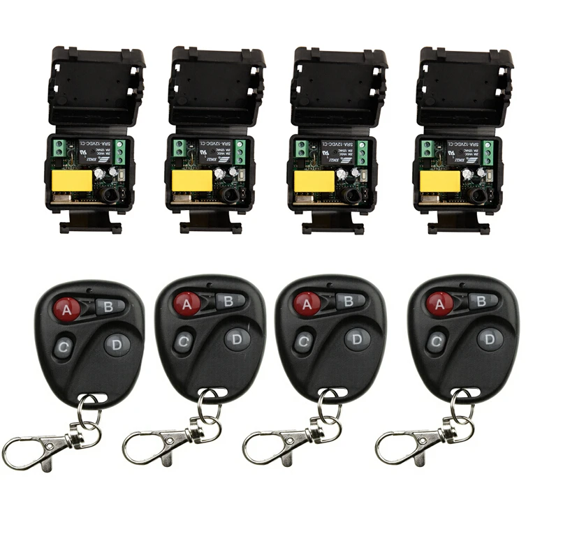 

AC 220 V Mini Radio Remote Control Lighting Power ON OFF Switch System 4 piece 35*32*20 mm receiver +4 pieces transmitter