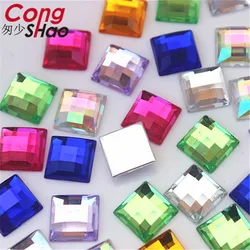 50pcs 10mm forma quadrata colorata Flatback acrilico AB strass pietre e cristalli per accessori bigiotteria fai da te ZZ56