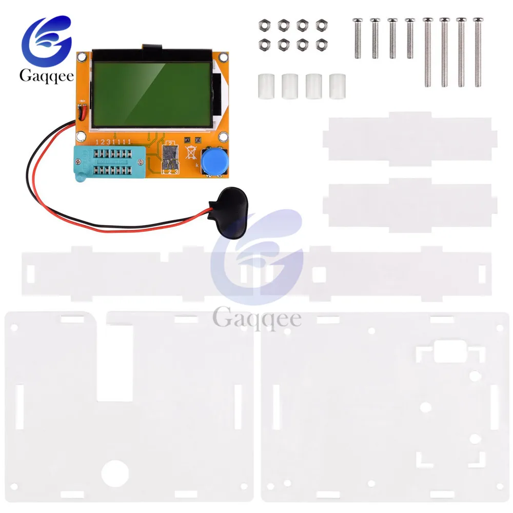 Тестер транзисторов Mega328, LCR-T4, диод, Триод, емкость, сопротивление, индуктивность, мультиметр, модуль с прозрачным защитным чехлом