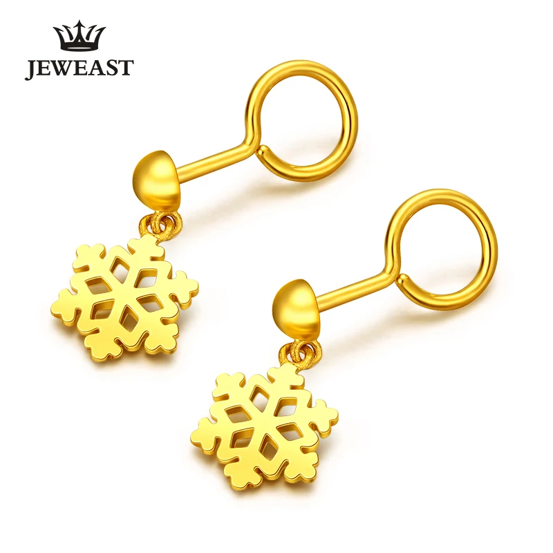 

XXX 24K Pure Gold Earring Real AU 999 Solid Gold Earrings Nice Snowflake Upscale Trendy Classic Party Fine Jewelry Hot Sell New