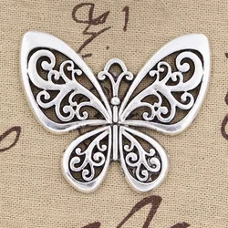 2pcs Charms Hollow Butterfly 50x57mm Antique Pendant fit,Vintage Tibetan Bronze Silver color,DIY Handmade Jewelry