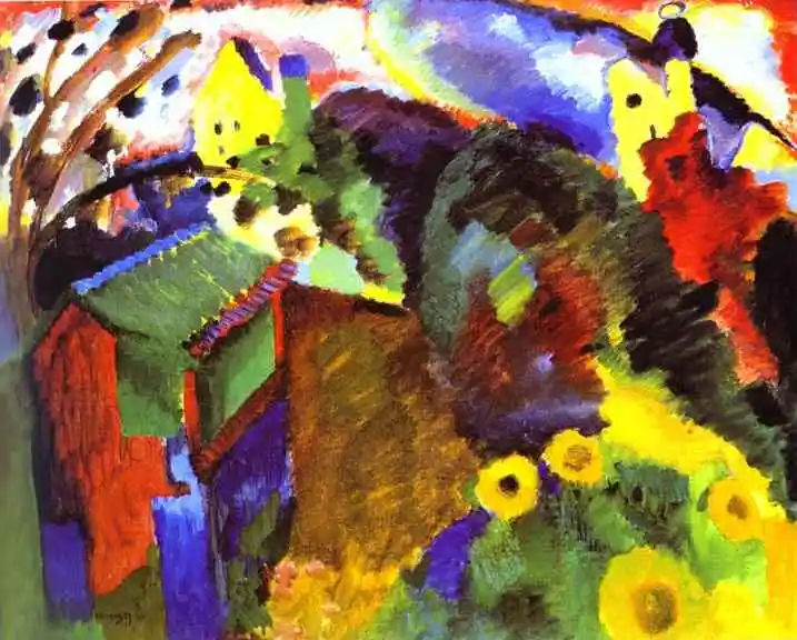 

100% handmade Oil Painting reproduction on linen canvas,Murnau Garden I 1910 by wassily kandinsky,Museum quality