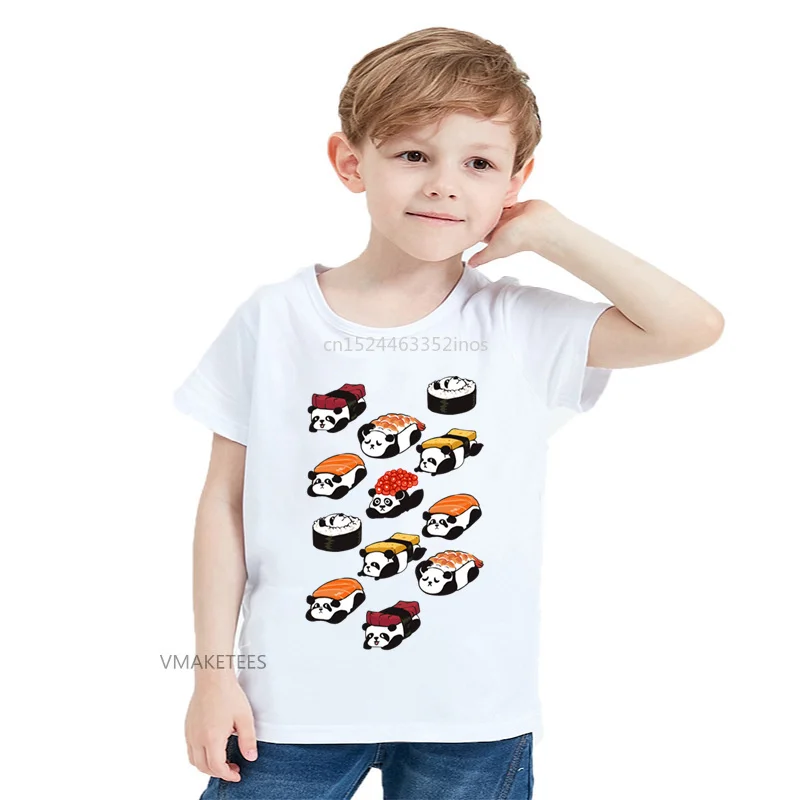 

2018 Girls & Boys Summer Short Sleeve T shirt Children Sushi Panda Print T-shirt Baby Kids Cartoon Animal Funny Clothes,HKP5757