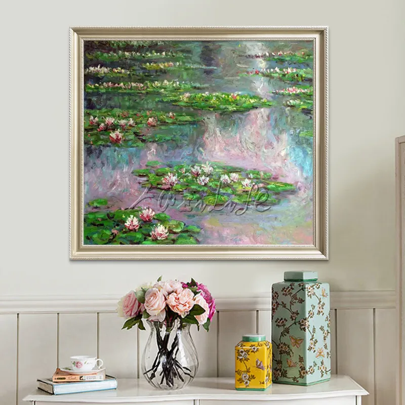 

Claude Monet oil painting on canvas,Landscape painting,lotus painting Wall Pictures for Living room hight Quality Hand-painted 5