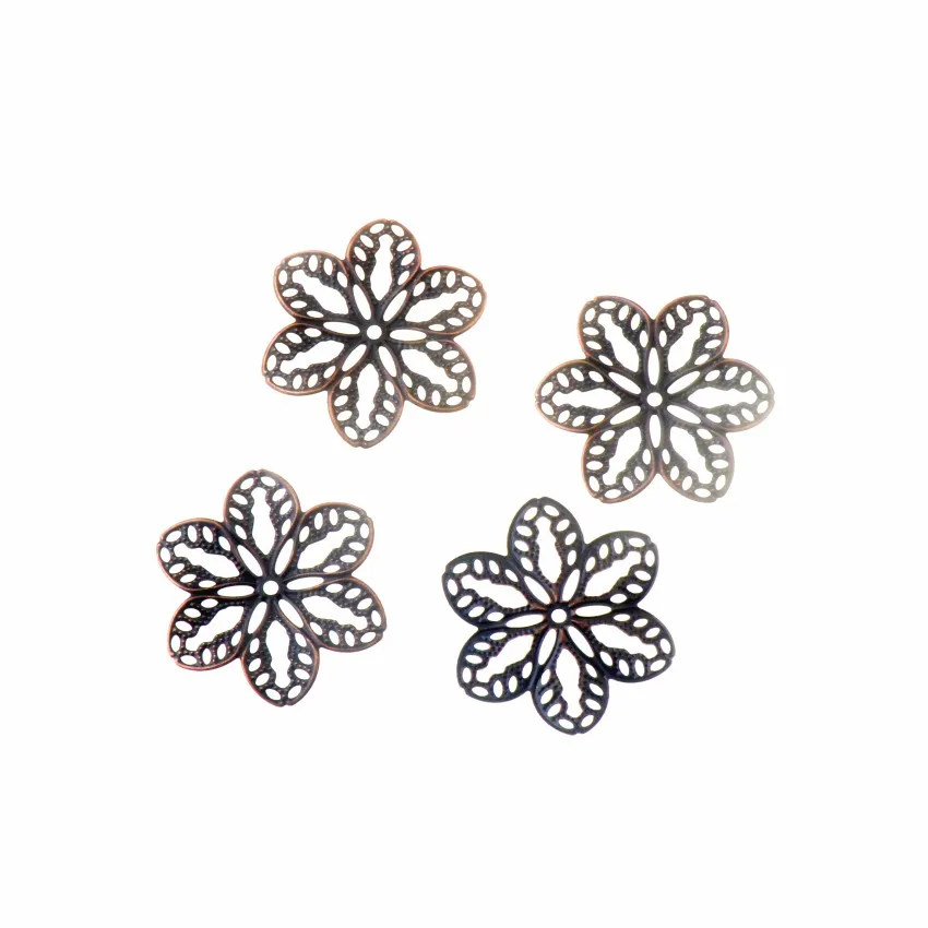 Free shipping 20Pcs Bronze/copper/Gold/silver Flower Wraps Connectors Metal Crafts Decoration DIY Findings Connectors 29x32mm